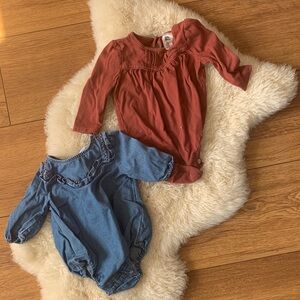 Old Navy Baby Bodysuit Set - Rust and Denim Blue